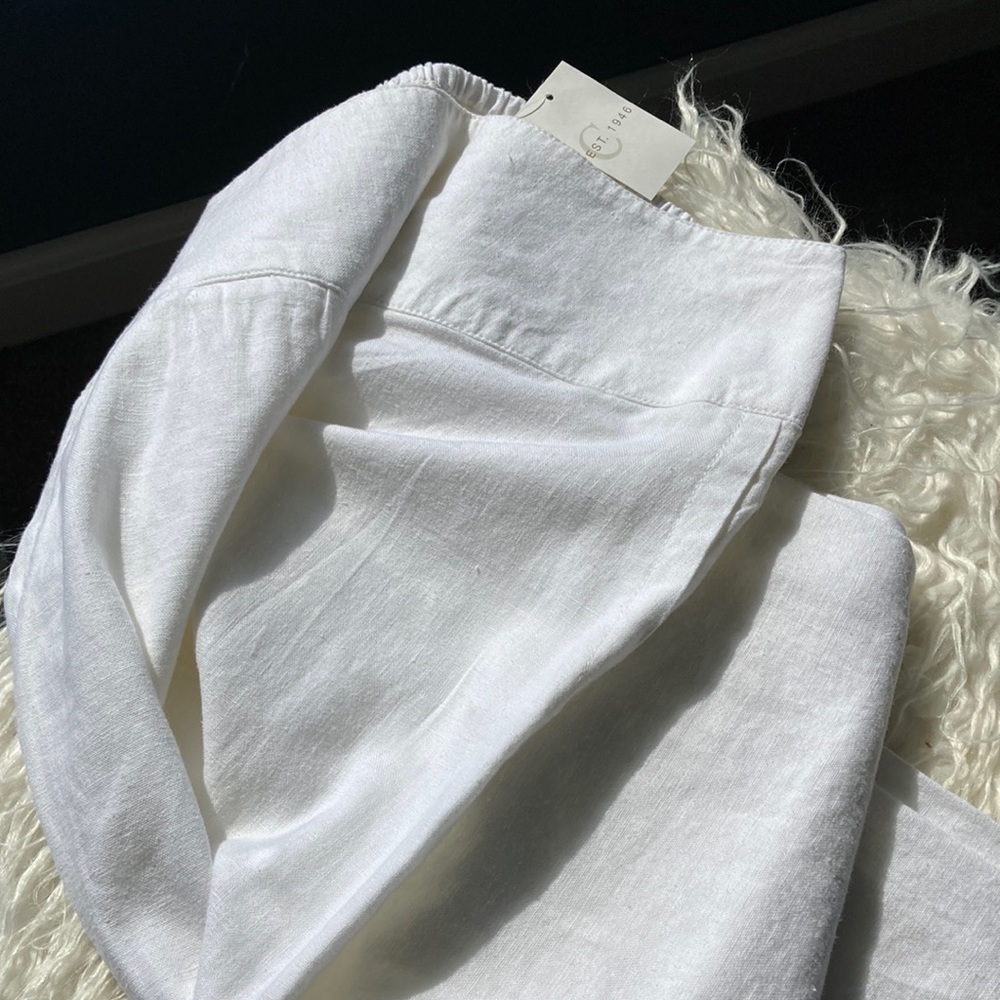 White high waisted linen pants